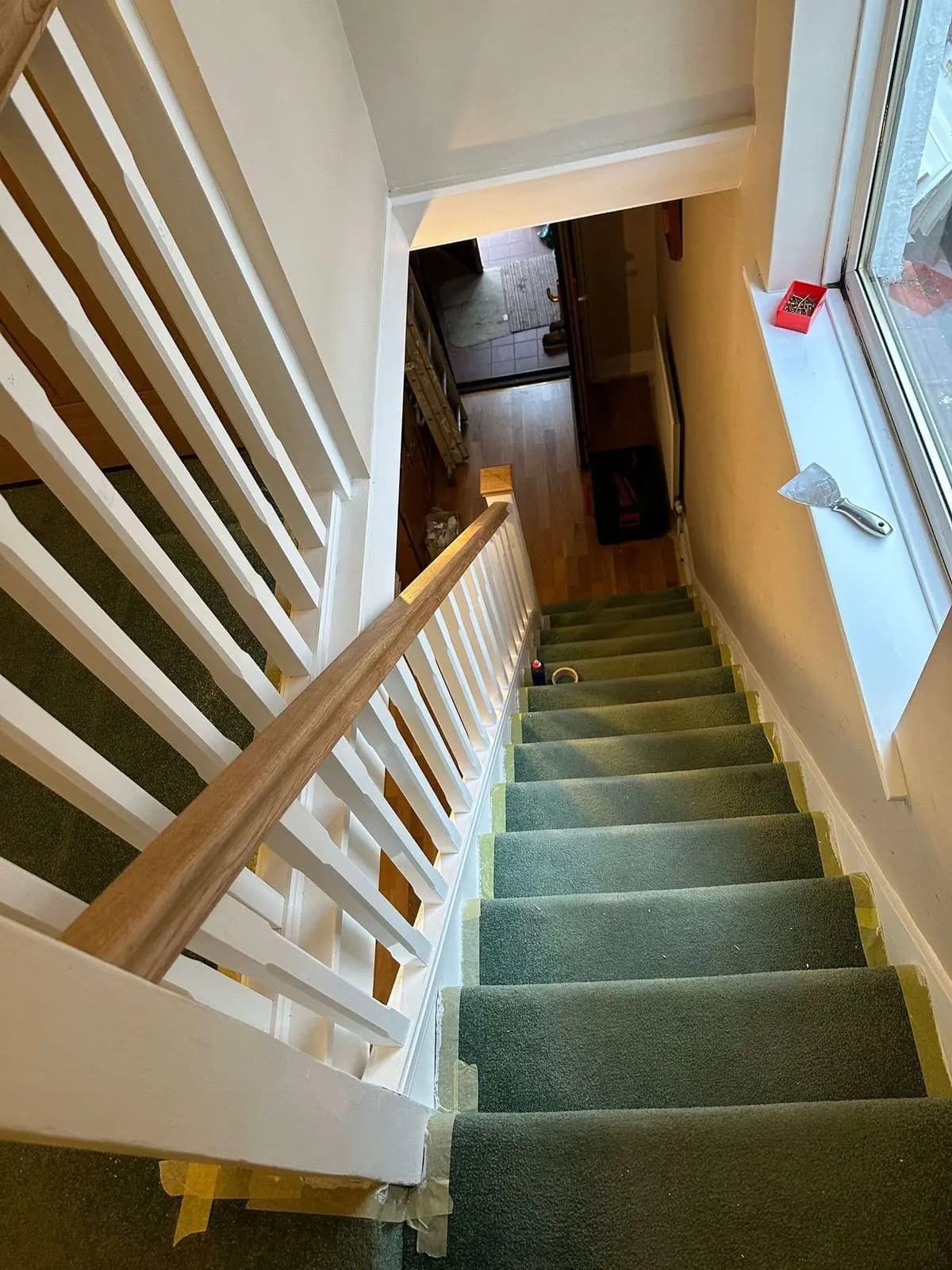 Staircase, painting in progress.